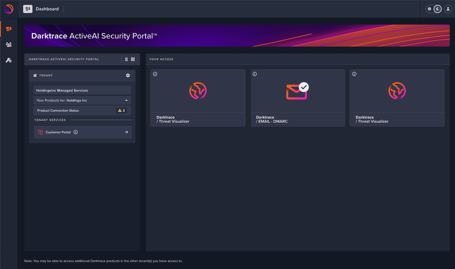 Active AI Security Portal – Centralised access for analysts across multiple Darktrace tenants.